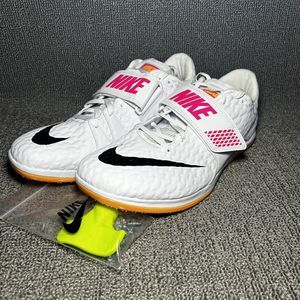 Nike Zoom High Jump Elite Track Spikes White Orange 806561-102 Size 10.5